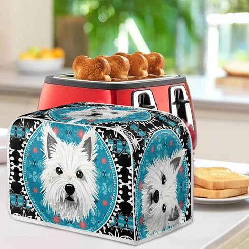 4 Slice Toaster Cover West Highland White Terrier Appliance Toaster Cover Westie Blue Mandala Universal Fit Wide Slot Bread Maker Protective Cover...
