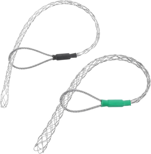 MECCANIXITY Cable Pulling Grip for 6-10mm+12-15mm Cable(Black+Green) 26/37cm,0.85/1.21FT Wire Mesh Puller Socks Grip Single Head Galvanizing Steel...