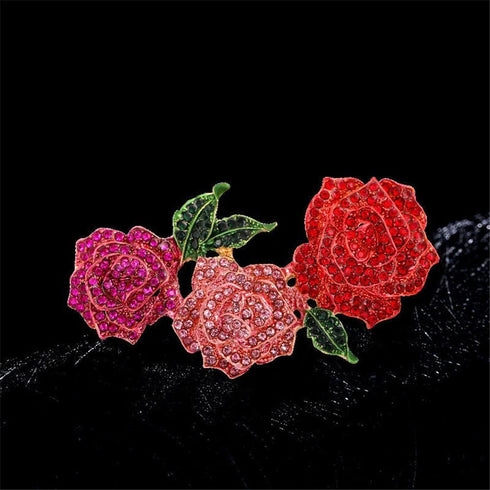 Fashion rose brooch Rhinestone alloy botanical corsage Korean popular clothing accessories silk scarf buckle accessories...