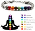 LIU JUN 7 Chakra Bracelet For Men, 8MM Natural Stone Pineapple Beads Stainless Steel Adjustable Silver Cuban Link Chain Handmade Power Healing Gif...