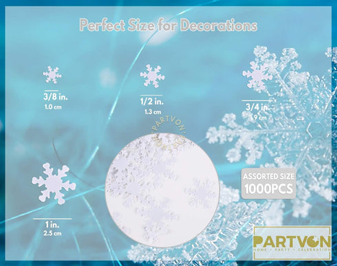 Christmas Snowflake Confetti Decoration- 1500pcs | Snowflakes Frozen Party Confetti | Winter Wonderland Birthday Baby Shower Wedding Sequins Chris...