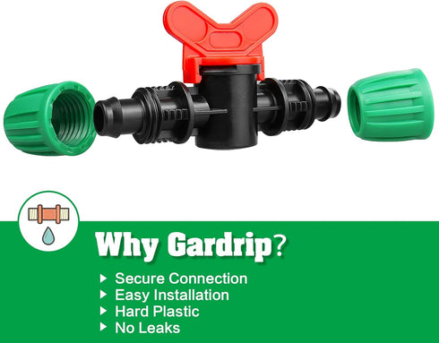 10 Pack Drip Irrigation Valve for 1/2 Inch Drip Tubing (1/2" ID x 0.65" OD)?1/2'' In-line Locked Barbed Ball Valve Drip Line Shut Off Valve Parts ...