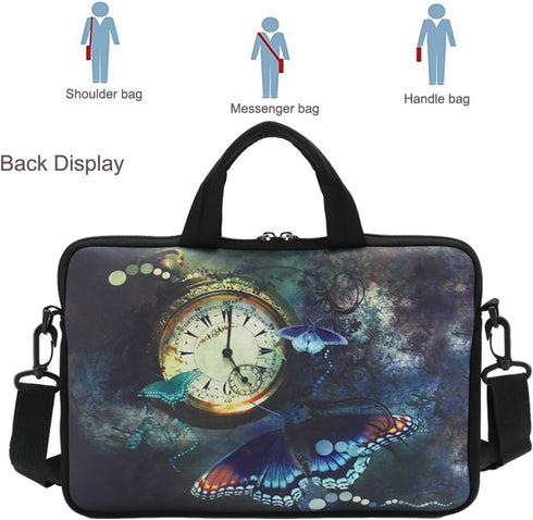 RICHEN 10 inch Messenger Bag Carrying Case Sleeve with Handle Accessory Pocket Fits 7 to 10-Inch Laptops/Notebook/Kids tablet (7-10.2 inch, Clock ...