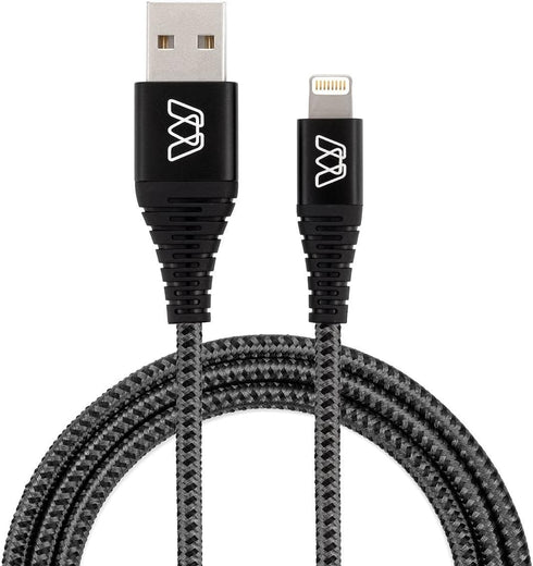 Sewell MOS Strike Lightning Cable, 6ft Two Pack, Ultra Durable Braided Nylon Fiber Jacket, Tangle Resistant, MFI Certified,Gray,SW-33122-06-2...