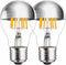Half Chrome Light Bulb, 6W (60 Watt Equivalent) Dimmable Silver Tipped Light Bulb, A19 A Shape Decorative LED Bulb, 2700K Warm White LED Edison Bu...