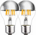 Half Chrome Light Bulb, 6W (60 Watt Equivalent) Dimmable Silver Tipped Light Bulb, A19 A Shape Decorative LED Bulb, 2700K Warm White LED Edison Bu...