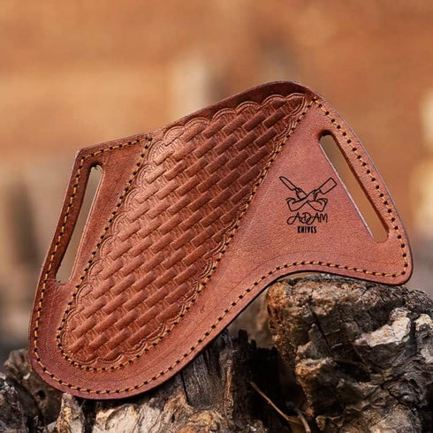 Leather Knife Sheath For Belt, Slanted Pancake Sheath, Tooled Leather Sheath, Beautiful Cow Boy Bull Cutter Knife Leather Cover 100% Real Leather ...