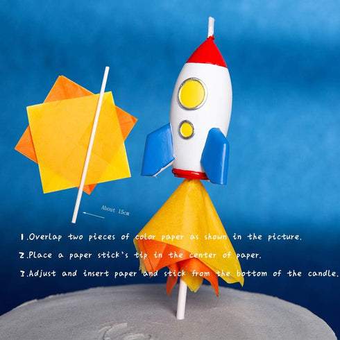 Spaceman Birthday Candle Outer Space Theme Rocket Candle for Birthday Party Childrens Day Baby Shower (Rocket)...
