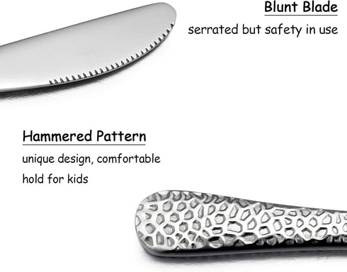 HaWare 9-Piece Toddler Kids Silverware Flatware Set, Stainless Steel Hammered(Adult Look) Preschooler Eating Utensils, Adult Diet Tableware, Inclu...