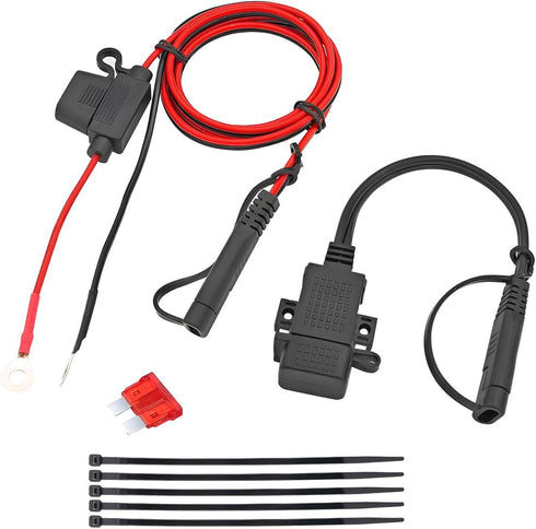 MP0609A 3.1Amp Car Motorcycle USB Port Kit, Waterproof Automatic Battery Charger SAE to USB Adapter Battery Monitor with Switch Control and LED In...