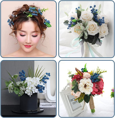 HUIANER Artificial Berries, 4pcs Artificial Blueberry with Stems Christmas Lifelike Fruits Fake Blueberries Simulation Flowers for Valentine's Day...