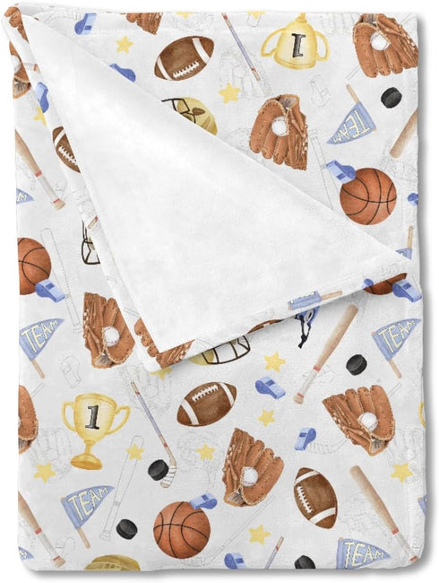 Baby Sports Blankets for Boys Flannel American Football Baseball Basketball Soft Swaddle Blankets Sports Lovers Gift Receiving Blankets Nursery Cr...