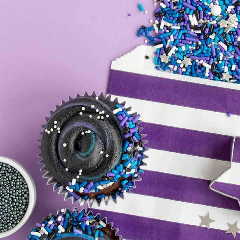 Galaxy Sprinkles for Cupcakes & Cakes | Silver Star Sprinkles for Cake Decorating | Made in USA Space Sprinkles | Perfect for Galaxy Birthday Deco...