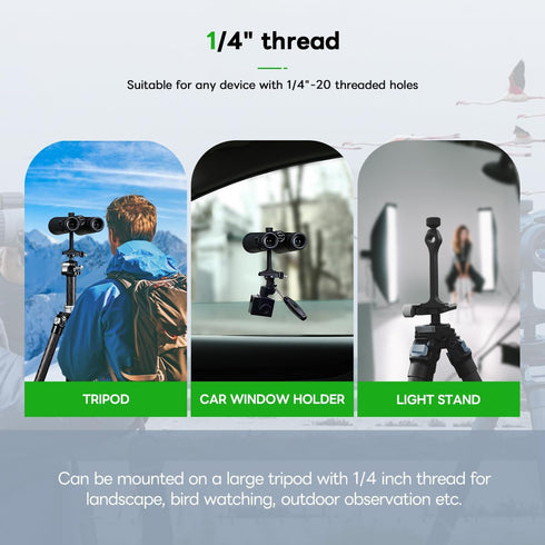 FANAUE S2-01 Binocular Tripod Adapter with 1/4-20" Thread Compatible with Porro Binoculars and Arca Ball Heads, Universal Quick Release for Bird W...