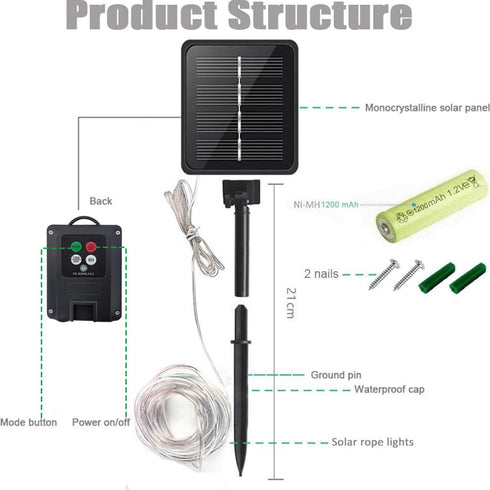 Solar Rope Lights, 66 Feet 200 LED 8 Modes Solar Rope String Lights Outdoor Fairy Lights Waterproof Tube Lights with Solar Panel for Outdoor Indoo...