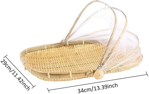 Food Serving Tent Basket - BESTCHANCEUS Hand Woven Bamboo Serving Basket Dustproof Bug Proof Mosquitoesor Vegetable Fruits Food Meals Rectangle 34...