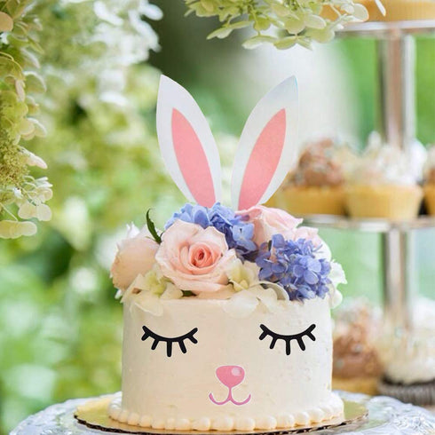 Qerleny Happy Birthday Cake Topper Birthday Party Cake Decoration Little White Rabbit Set...