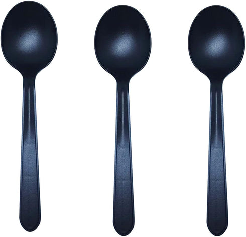 100 Pcs Heavy Duty Recyclable Spoon, Thickened Individually Wrapped Spoon Packaged, Catering Spoon, Dessert Spoon, Party Utensils (Black)...