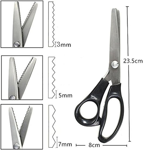 Pinking Shears, Stainless Steel Dressmaking Scissors, Serrated and Scalloped Blades, Professional Sewing Craft Cut Tailor Zig-Zag Tool, Fabric Dec...
