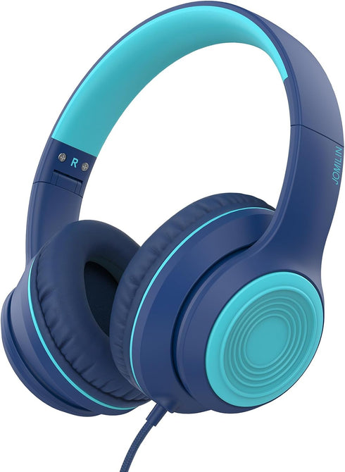 A8 Over-Ear Headphones with Microphone, Lightweight Folding Stereo Bass Headphones with 1.5M No-Tangle Cord, Portable Wired Headphones for Smartph...