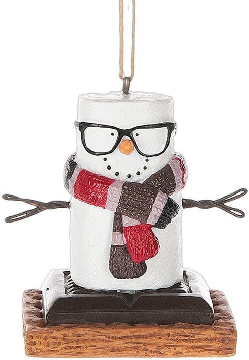 Smores Hipster with Retro Glasses Resin Stone Christmas Ornament...