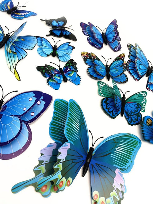 12PCS PVC 3D Butterfly Fridge Magnets Refrigerator Magnets Wall Stickers with Magnet for Wall Decor Art Decor Crafts Home Party Decoration (Blue)....