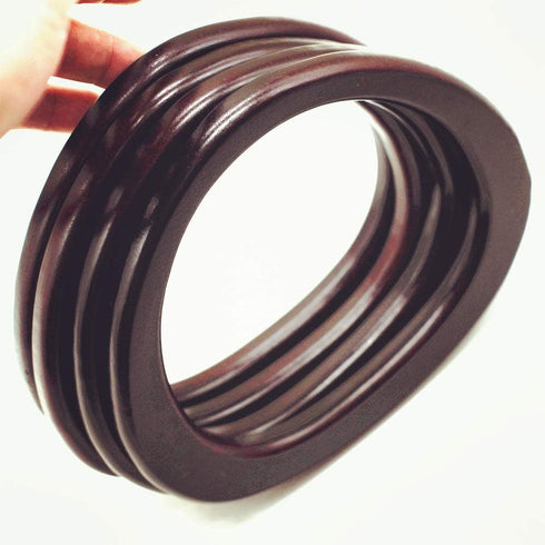 Model Worker 4PCS MDF Oval Shaped Handles Replacement for Handmade Bag Handbags Purse Handles (Dark Brown)...