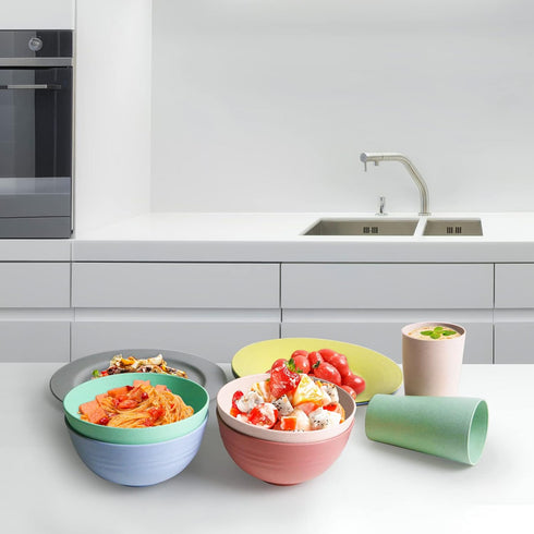greenandlife Lightweight & Unbreakable Wheat Straw Bowl - Noodle Fruit Soup Bowl Rice Bowls Dishwasher Microwave Safe Cereal Bowl sets 4pcs...