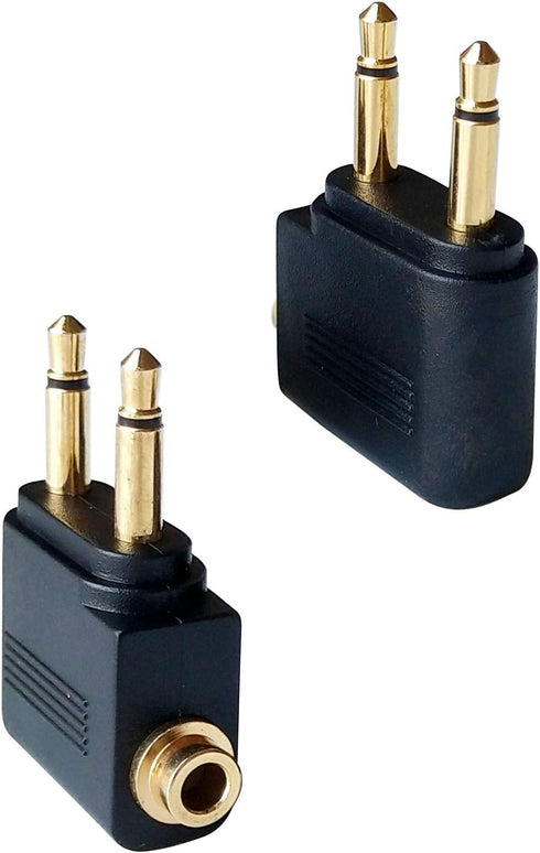 Dual 3.5mm Male to 3.5mm Female Airplane Headphone Adapter Gold Plated (2 Pack)...