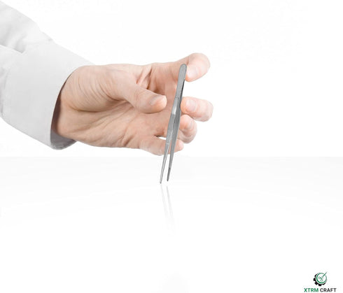 Thumb Dressing Forceps, Mulipurpose Tweezer Stainless Steel, Serrated Tip Straight 5.5 Inch...