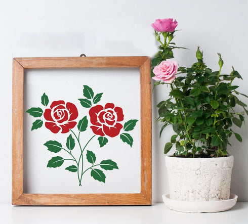 Rose Flower Stencils 6inch Reusable Rose Stencils for Painting on Wood Canvas Wall Furniture Floral Stencil Border Flowers Templates for Crafts De...