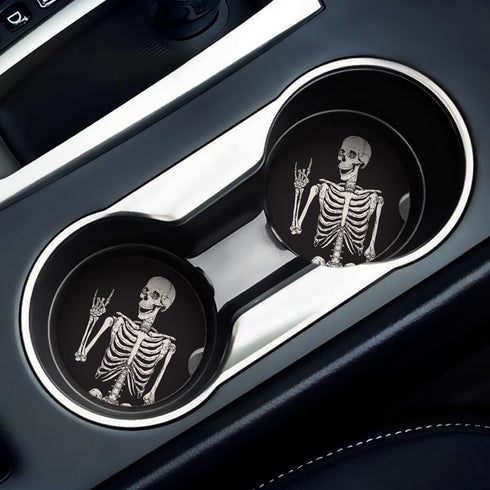 Britimes Absorbent Car Coasters 2 Pack for Cup Holders, 2.56" Ceramic Stone & Non-Scratch Cork Base Drink Coasters Human Skeleton...