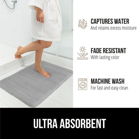GORILLA GRIP Memory Foam Bath Mat, Soft Absorbent US Designed Bathroom Rug, Gripping Dots Machine Washable Bathmat, Cushioned Floor Mats, Shower S...