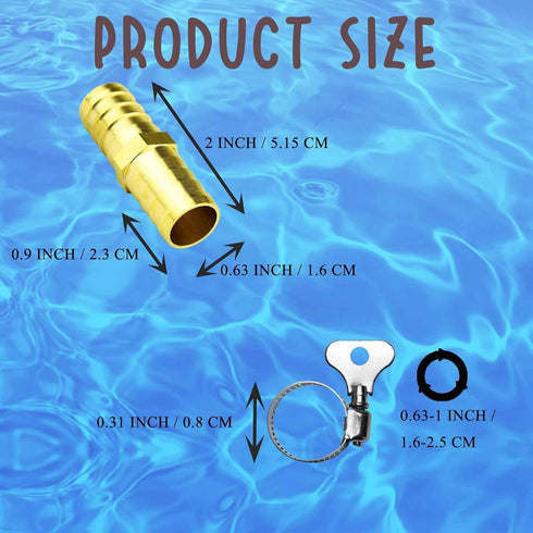 4 Pack Brass Garden Hose Connector with Stainless Steel Clamps, Garden Hose Repair Kit, Garden Hose Fittings, Fits 3/4" - 5/8" Water Hose Repair F...