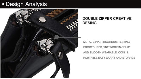 Men's Folding Double Zip Wallet RFID Blocks Retro Short Coin Purse...