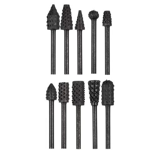 Rasp Wood Carving Bits for Woodworking 1/8” Shank Mini Rotary Burr Rasp Set Power Carving Bit Tools for Wood Carving-10 pcs...