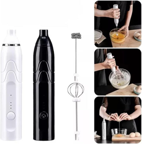 Coffee Whisk Foam Mixer with Stainless Steel Stand,Handhel Electric Milk Frother with 2 Heads, Foam Maker Blender for Latte, Cappuccino, Hot Choco...