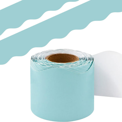 Fancy Land Light Turquoise Bulletin Board Border Scalloped Border Trim for Classroom 52ft One Roll...