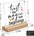 Inspirational Office Home Desk Decor,Trust the Magic of New Beginnings Motivational Sign Acrylic Plaque With Wooden Stand Sign Home Tabletop Offic...