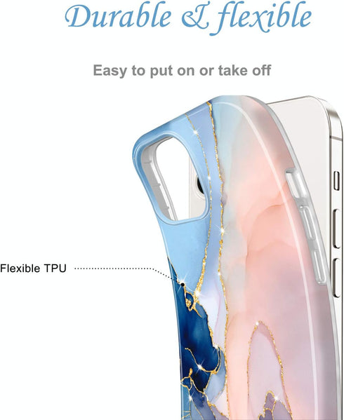 JAHOLAN Gold Glitter Sparkle Case Compatible with iPhone 12 Mini Marble Design Clear Bumper TPU Soft Rubber Silicone Cover Phone Case 5.4 inch Pur...