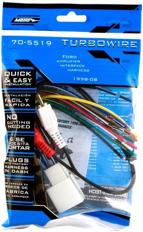 Metra Electronics Metra 70-5519 Radio Wiring Harness for Mustang 01-03 Mach 1 Amp Int, Multi Color...