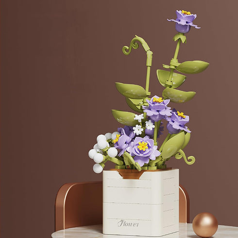 Artificial Flower Bouquet Building Set for Adult,Mini Plant Bonsai Tree Friend Set for Girl,Botanical Collection Gift for Kids,Violet Building Blo...