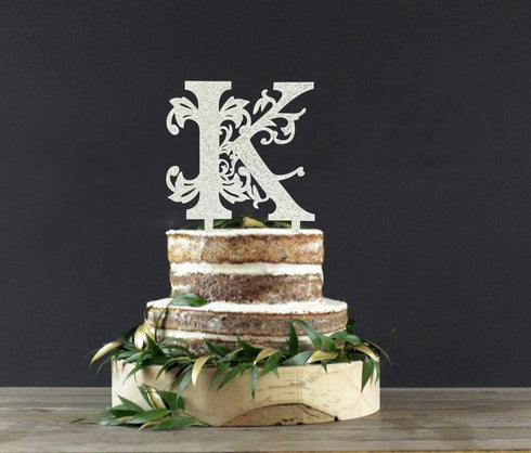Letter K Cake Topper, Silver Acrylic Letter K Cake Topper for Wedding/Bridal Shower/Engagement/Birthday Party Decorations...