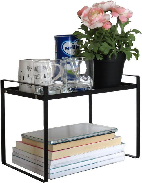 Cabinet Shelf, 13" Kitchen Counter Shelf, Metal Wire Stackable Cupboard Spice Rack, Space Saving Countertop Orgainzer and Storage Rack Shelves for...