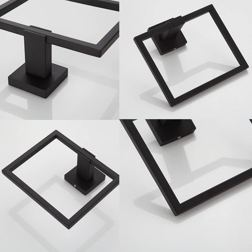 Bathroom Black Towel Ring SUS 304 Stainless Steel Square Towel Bar?Towel Rack Matte Black Towel Holder Modern Towel Hanger for Bathroom Lavatory K...