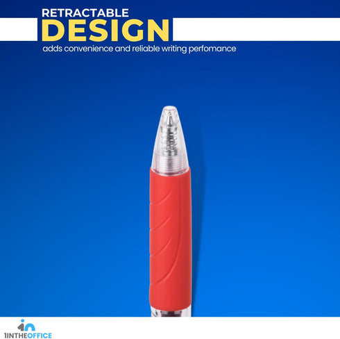 1InTheOffice Retractable Gel Pens, Rollerball, Medium Point 0.7mm, Red Ink, 24 Pack...