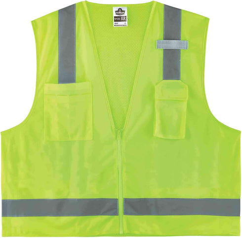 Ergodyne Unisex - Class 2 Economy Surveyors Vest Zipper, Lime, Large-X-Large US...