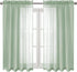 DWCN Bean Green Sheer Curtains Semi Transparent Voile Rod Pocket Curtains for Bedroom and Living Room, 52 x 45 inches Long, Set of 2 Panels...