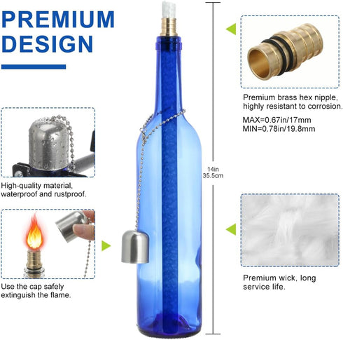 LANMU Wine Bottle Torch Wicks, Outdoor Patio Backyard Torches Lights, Oil Lamps Replacement Wick Hardware Kit, DIY Homemade Torch Decor (3 Pack)...