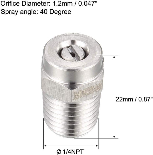 uxcell Pressure Washer Nozzle, 1/4NPT Thread Spray Tip (40 Degree, 1.2mm Orifice Diameter)...